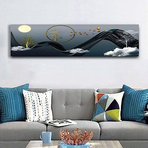 Image of moonlight Printed Air Conditioning Dust Cover Folding Designer Ac Cover for Indoor Split Ac 1.5 ton (97 x 31 x 21 .5cm )