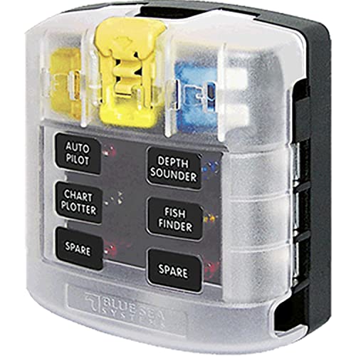 Blue Sea Systems 5028 ST Blade Fuse Block 6 Circuit with Cover, 100 Amps
