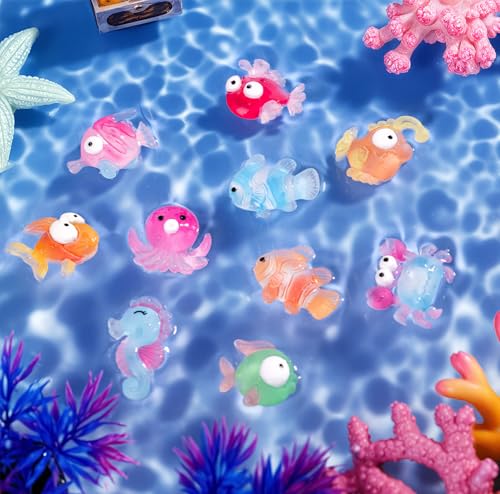 Image of 53pcs Mini Ocean Resin Animals Tiny Sea Animals Figurines Colorful Aquarium Ornaments Decorations for Fish Tank Potted Micro Fairy Garden(MiniAnimals-Ocean-53Pcs)