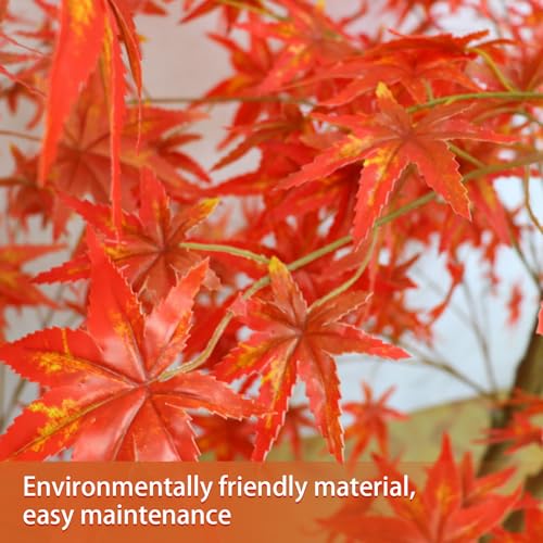 Garveehome 6ft Artificial Maple Tree, Large Faux Tree Soft Silk Autumn Maple Decorative Plant with Plastic Pot for Party Home Living Room Decoration Thanksgiving Harvest