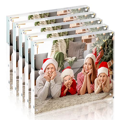Syntrific 8X10 Acrylic Picture Frame, 8X10 Acrylic Frame Horizontal Magnet Double Sided Picture Frame, Picture Frame 8X10, 10 + 10Mm Thickness Clear Magnetic Self Standing Picture Frame, Desktop Display Acrylic Photo Frame Gifts Ideal #TOP16