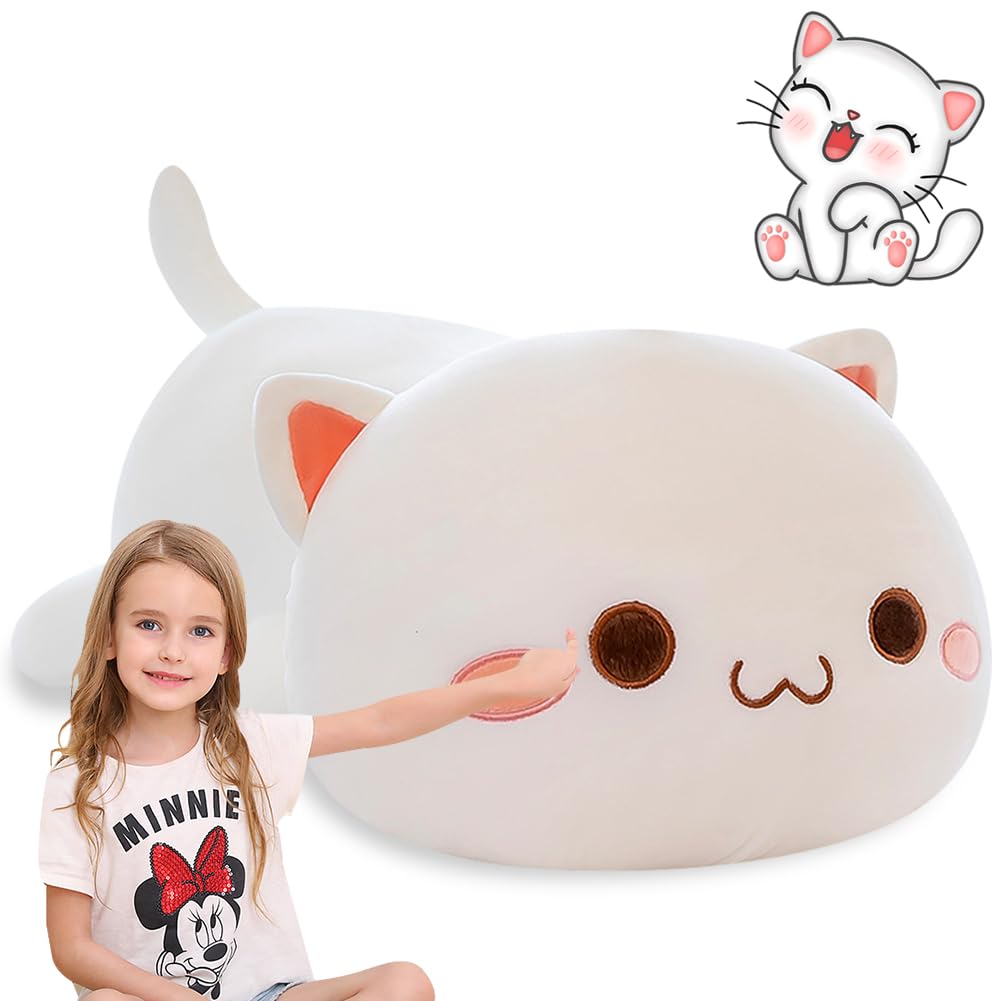 VEghee Gato Peluche Almohada, Gato Muñeco Relleno, Gato abrazar, Gato Suave Relleno Juguete, Gato Figuras Plush, Gato Cumpleaños Regalo para niños y coleccionistas, Jugar y Decorar.