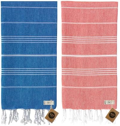 KZY LONDON Beach Towel - Large Turkish Beach Towels for Camping, Swimming, Bath, Gym, Picnic - Quick Dry, Super Absorbent, Lightweight, Compact Cotton Hammam Towels for Adults, Men, Kids (Blue)