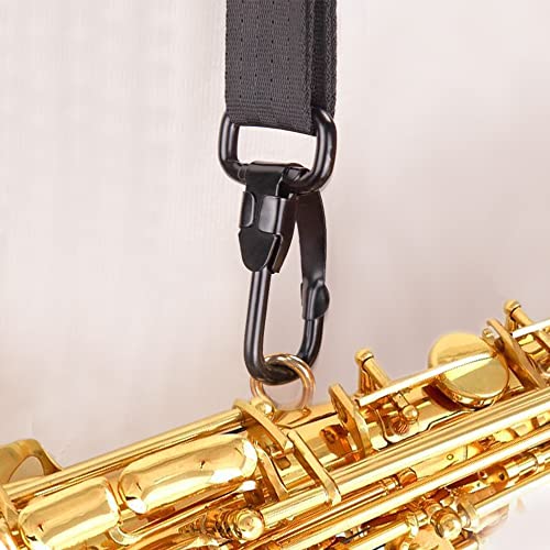 image for e-Times Saxophone Neck Strap, Soft Adjustable Sax Leather Neck Padded 