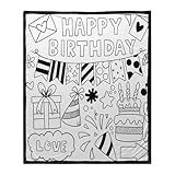 Manta de colorear para niños – Cómoda manta para feliz cumpleaños, colorear la tuya | Para aula, fiesta, salón, camping, familia, niños, niñas, amantes del arte