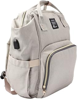 BESPORTBLE 1 Peça Bolsa De Fraldas De Grande Capacidade Bolsa Múmia Com Porta USB Náilon Recipiente De Couro Pvc Bolsa De Fraldas Para Mães Ao Ar Livre Bolsa Inferior De Couro Pvc Para Mães
