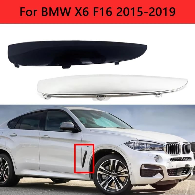 Auto Frontkotflügel Seiten Auto Vordertür Kotflügel Side Trim Vent Blatt Platte Dekoration Streifen Abdeckung Fit Für BMW X6 F16 2015-2019 Seiten Lüftungsverkleidung(Black Left)