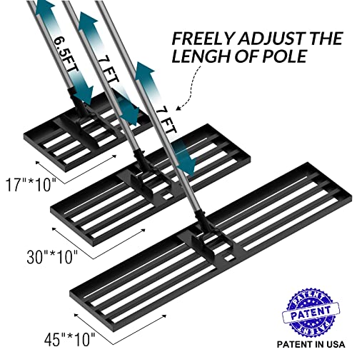 Walensee Lawn Leveling Rake, Levelawn Tool, Heavy Duty Effort Saving Lawn Level Tool, Steel Handle Lawn Leveler for Yard Garden Golf Course , Ease Level Soil Sand Dirt Surfaces, 7FT 45"x10" by Walensee - Image 2
