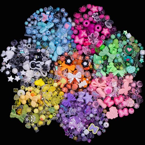 ZHIYUXI 8Colors Assorted Acrylic Beads for Bracelet Making Cute B...