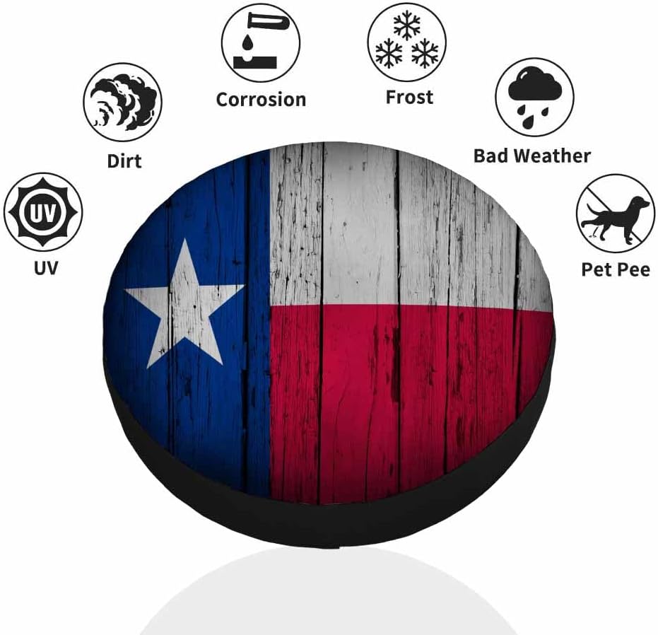 Texas State Flag Spare Tire Cover American Red Blue White Star Wooden Aged Wall Weatherproof Universal Wheel Protectors Camper Tire Covers for Trailer Rv Travel(17 inch)