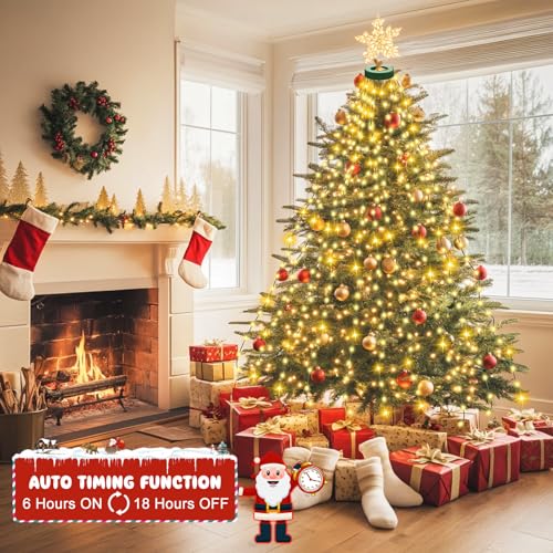 Gcstnn Lichterkette Weihnachtsbaum, 2M 400er LED Christbaumbeleuchtung mit Ring und 16 Girlanden, Timer, Wasserdicht für 1.5-2.5M Tannenbaum Weihnachtsdeko Außen Innen, Warmweiß