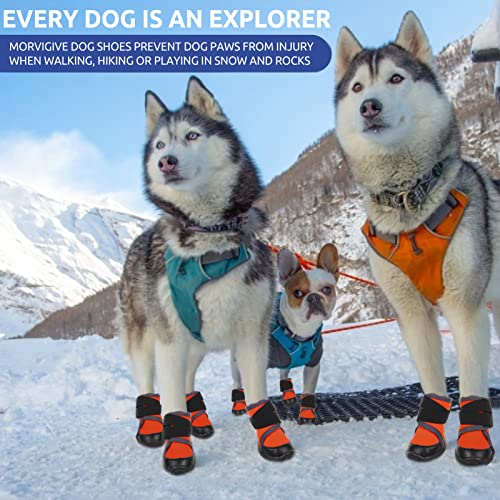 Morvigive Dog Hiking Running Shoes 4 Pcs, Outdoor Pet Boots Sneakers With Rugged Skid-Proof Sole & Adjustable Strap, All-Season Puppy Booties Breathable Pet Paw Protectors For Small Medium Large Dogs #TOP5
