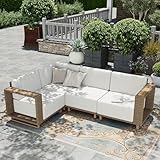 HERA'S HOUSE Patio Furniture Set, 4 Pieces Sectional Outdoor Rattan Wicker Sofa, All Weather Patio Conversation Set with 10" Ultra Thick Comfy Sponge Cushion,5.3" Widened Armrest,Patio Couch