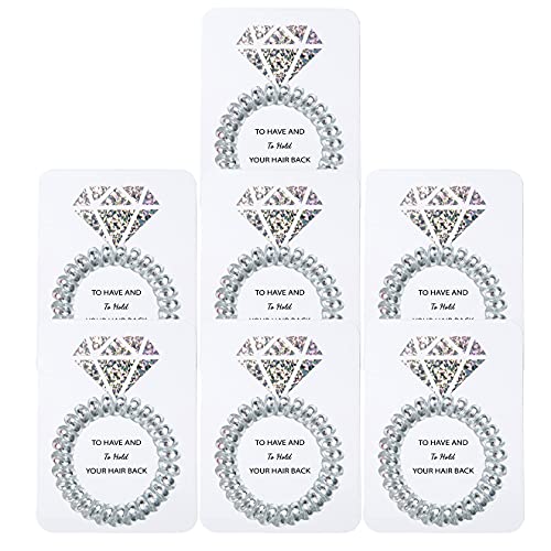 Bachelorette Party Hair Ties With Laser Diamond Card,Bridesmaid Proposal Gifts Set Of 7,Spiral Hair Ties Scrunchies,Bridal Shower Wedding Favors Souvenirs Decorations For Guest (Silver) #TOP1