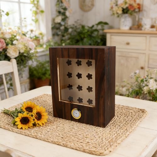 Humidor de madera con higrómetro y humidificador de doble capa para el hogar 5