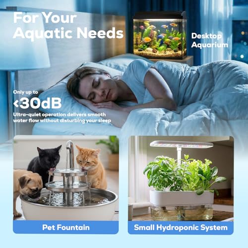 Image of Aqua Dream 130 GPH Submersible Pump - 6.5W Adjustable Ultra Quiet Water Pump for Aquariums and Fountains, 2.9ft Max Lift, Indoor /Outdoor Hydroponic Fish Tank Pump - 3 Pcs