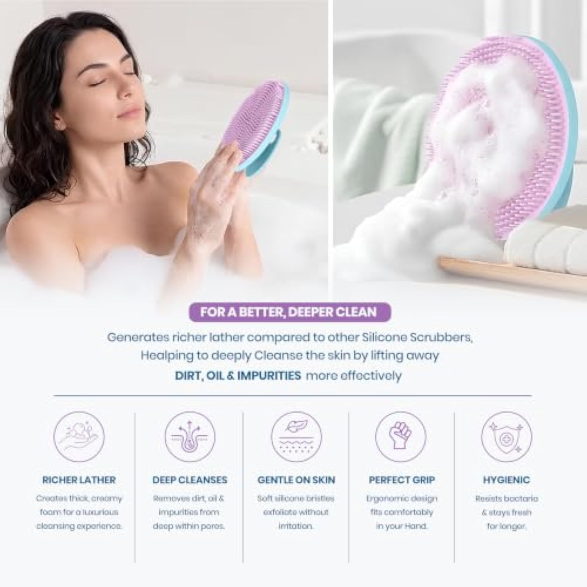 Silicone Ultra Soft Premium Body Scrubber Bath Brush