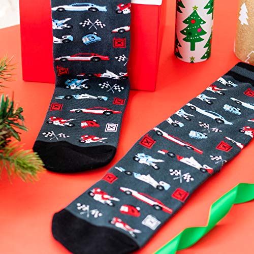 Lavley Racing Fan Socks - Funny race car and motorcycle gift for men, women and teens - One size fits most