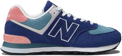 New Balance Mens Iconic 574 V2 Sneaker, Navy with Natural Pink, 9 US