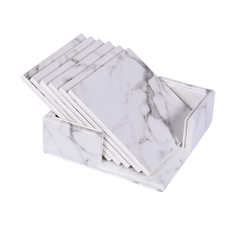 Lklnkvl F Placemats, 6Pcs / Set Hot Stand Leather Coasters With Holder Or Drinks Placemat Table Mat-B(F)