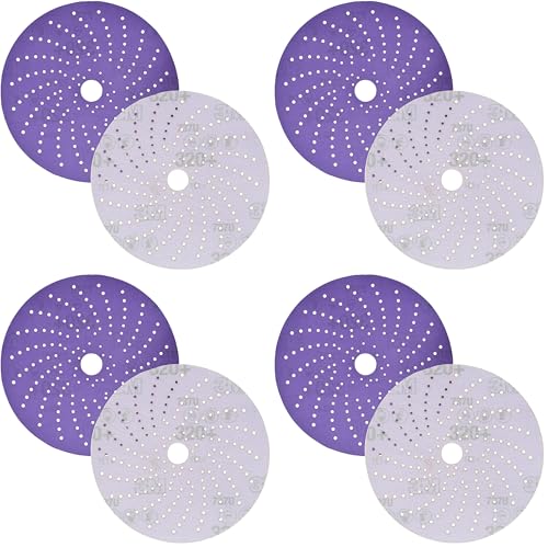 Image of 3M Cubitron, Hookit Clean Sanding Abrasive Disc 31483, 6 in, 320+ Grade, Count of 50 Discs, Virtually Dust-Free, Long Lasting, Multi-Hole Pattern, Feather Edging, Stock Removal (Pack of 4)