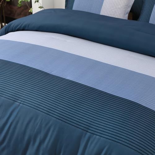 Edredón azul marino Queen reversible de microfibra de 3 piezas con fundas 7