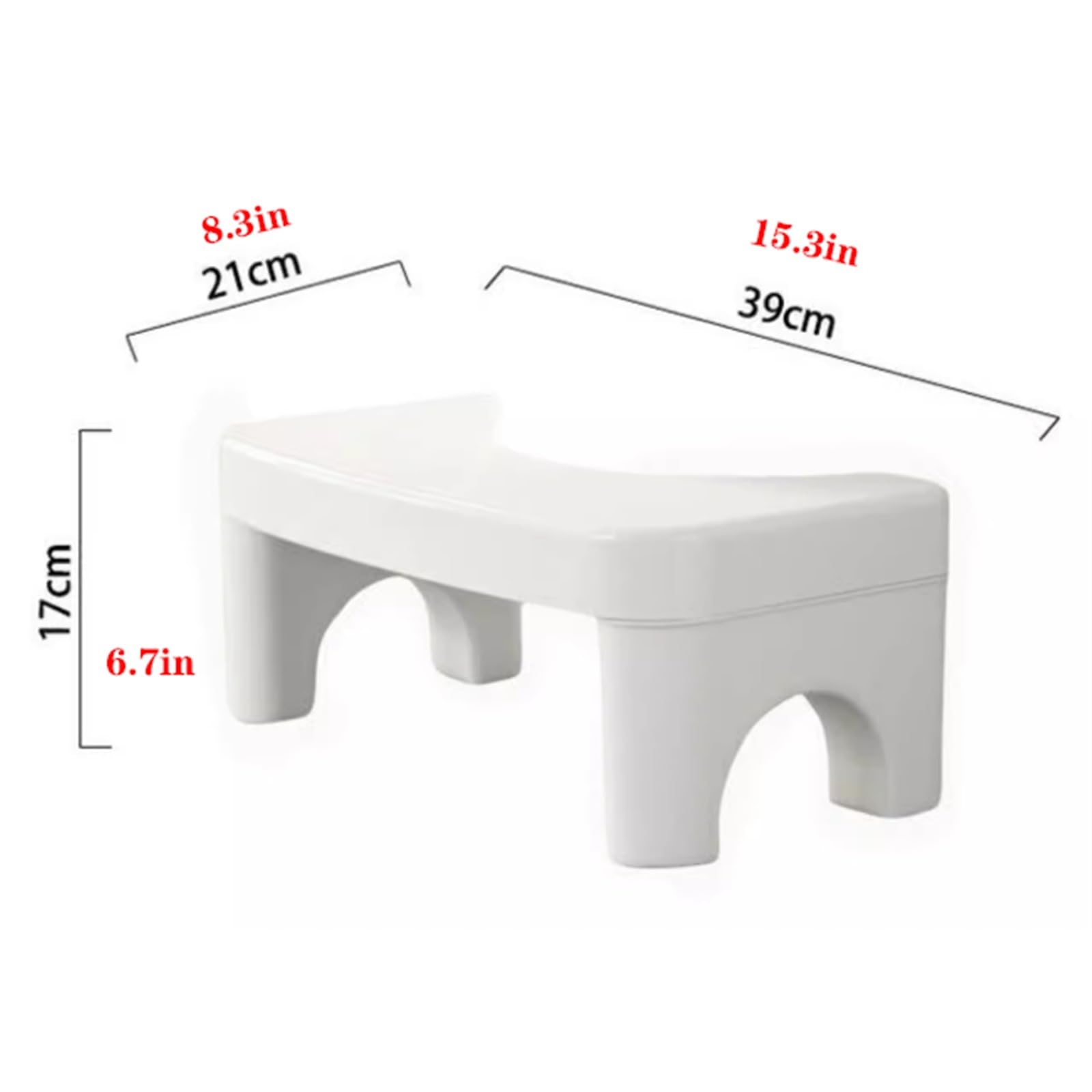 Plastic Squatting Poop Stool, Portable, 15.3 In Toilet Stool, Durable, Non-Slip Foot Rest Stool, 300lb Weight Capacity, Modern Sleek for Adult and Kids