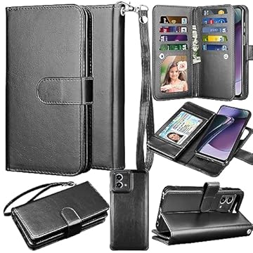 Takfox Capa carteira para Motorola Moto G Stylus 2023 5G, para Moto G Stylus 2023, capa com compartimentos para cartão de crédito de couro PU, capa flip removível com suporte magnético e alça de