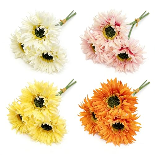seimeinoki ガーベラ 造花 12本入 フェイクフラワー フェイクブーケ 4色 シルクフラワー 枯れない花 菊 