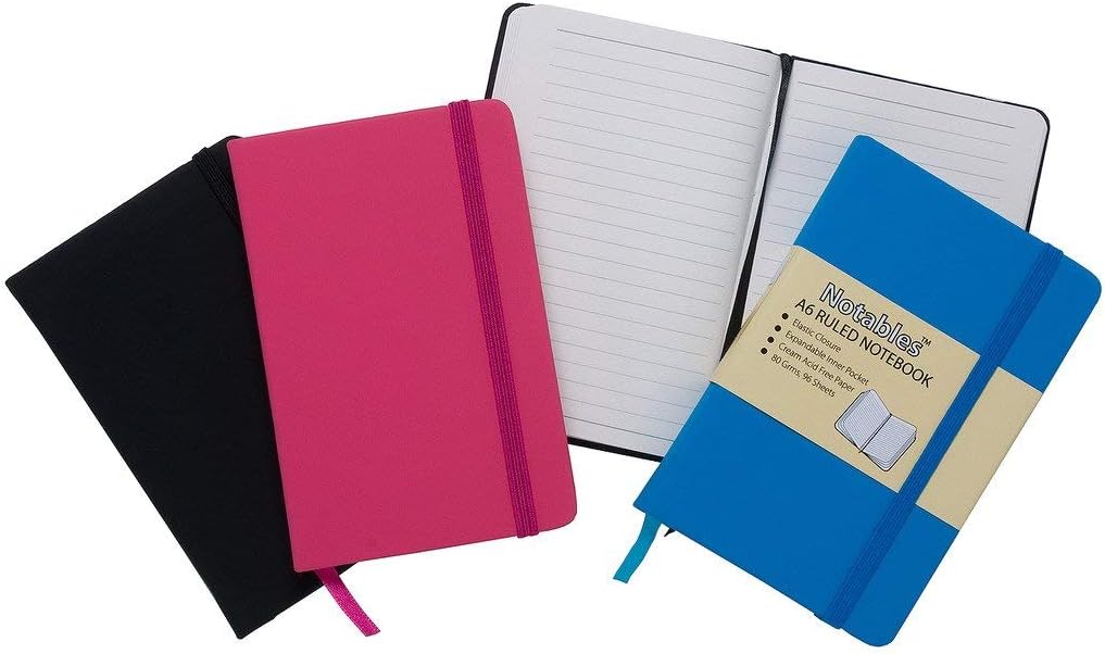 Tiger notables A6 lined ruled notebook with leather effect cover