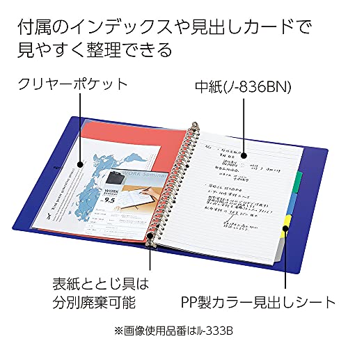 Image of Kokuyo Campus Slide Binder with 5 Tab Dividers, Middle Type, B5, 26 Holes, Up to 100 Sheets, Japan Import (Black)