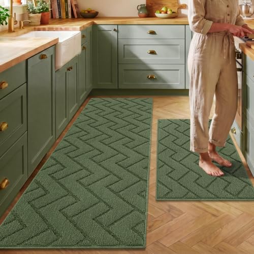 Image of hicorfe Kitchen Runner Rug,20 inchx59 inch+20 inchx32 inch Kitchen Set,Non-Slip Kitchen Mat