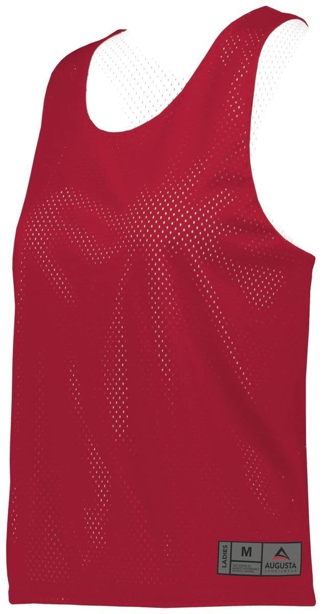 Augusta Sportswear Womens Mesh Reversible Pinnie L Scarlet/White