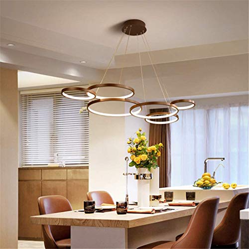 Chandelier ring 6 cercles pour grand salon éclairage LED réglable avec télécommande - 7