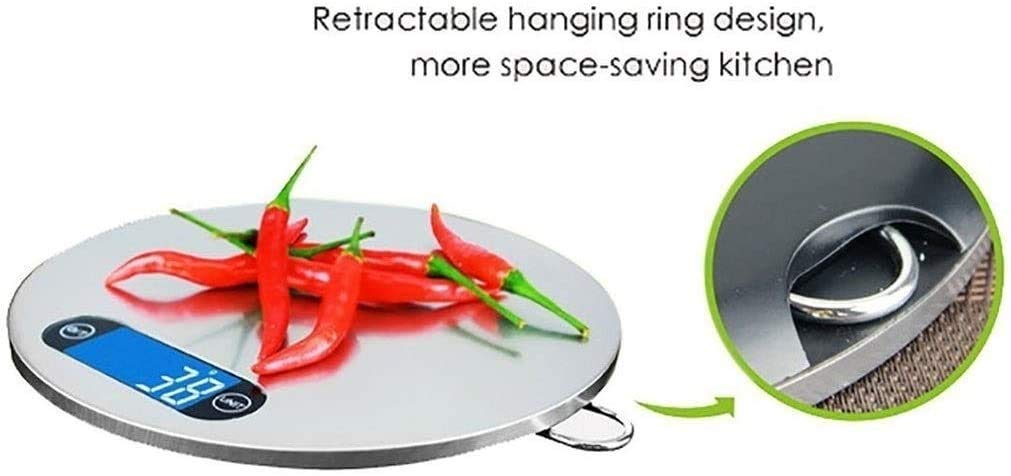 Balanza electrónica portátil de Acero Inoxidable, balanza electrónica de precisión para Cocina, balanza Digital para repostería, Plata - 15 kg/2 g, Plata - 15 kg/2 g,Silver-15kg/2g