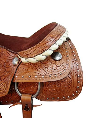 Trail Saddle Western Horse Pleasure Comfortable Ride Tooled Leather Set 15 16 17 18 (16) #TOP5