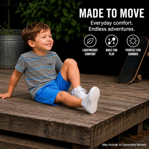 Image of Volcom Toddler Baby Boy Shorts Set - 2 Piece Short Sleeve Graphic Tees and Tech Stretch Shorts for Boys Infant Summer Clothes