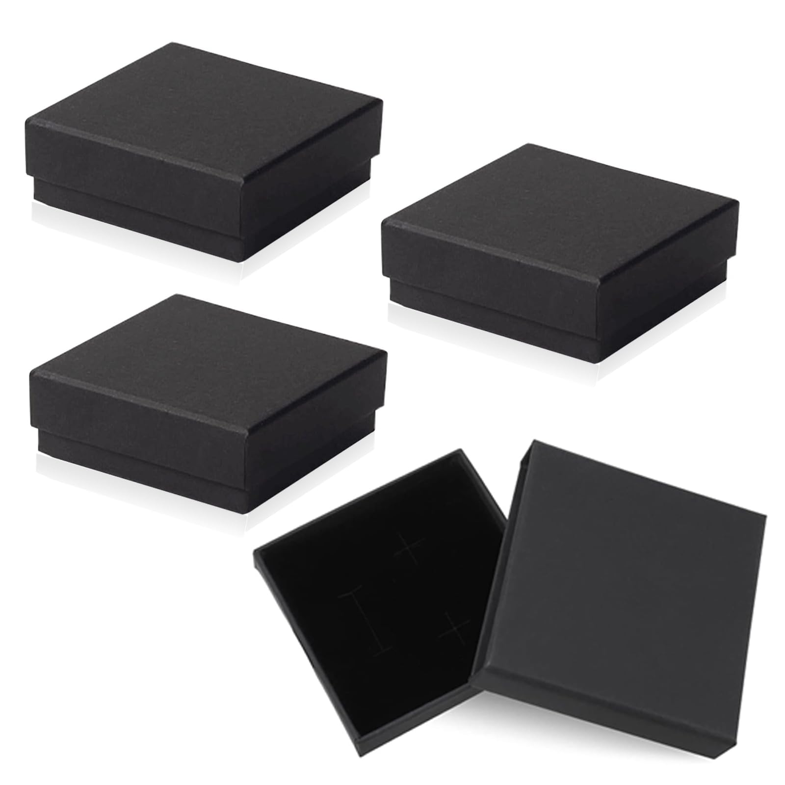 Yudawn Black Small Jewellery Gift Box, 4 Pcs Square Bracelet Boxes Cardboard Jewellery Boxes Kraft Bangle Box Storage Case For Packaging Necklace Ring Earrings Display