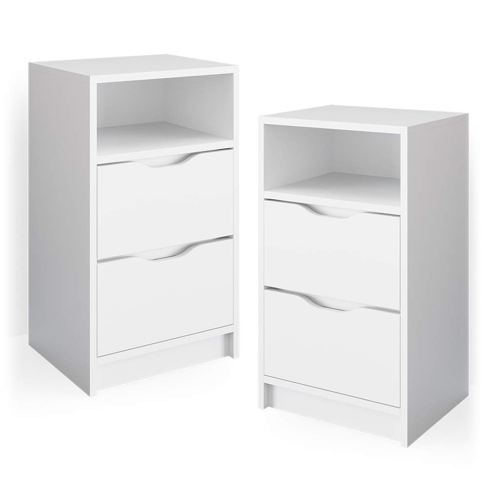 Vicco Nachttisch Ruben – Nachtkommode, Weiß, 2er Set
