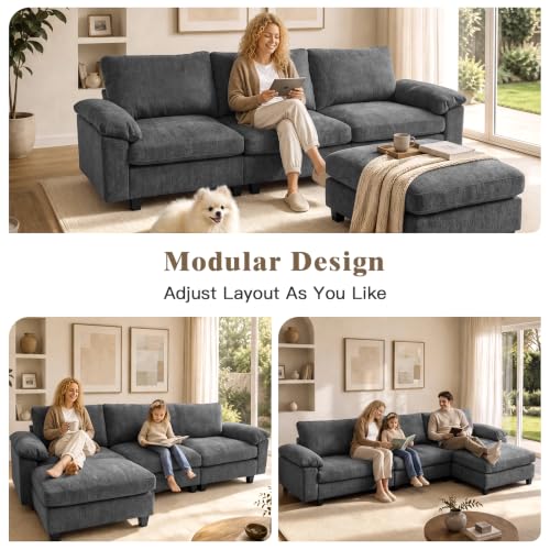 Image of Sectional Couches for Living Room, 109 inch L Shaped Cloud Sofa & Couch