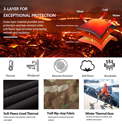 Gsggig Men's Fleece Lined Camo Hiking Tactical Ripstop Pants Winter Outdoor Work Cargo Pants With 8Pockets No Belt Jr55 Black Cp Camo 36 #TOP5