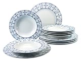 mikrowellengeeignet Creatable Tafelservice, Porzellan, blau, 29.5 x 23 x 31 cm, 12-Einheiten