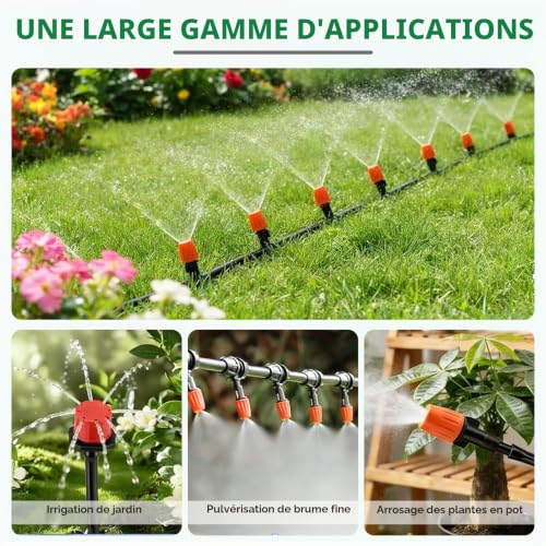 Système d'irrigation Jardin, 340Pcs Kit d'irrigation Goutte, 55m+15m Kit Arrosage Automatique, Kit d'irrigation Goutte à Goutte Système d'irrigation pour Jardin pour Jardin pelouse Serre Plantes – vue 3
