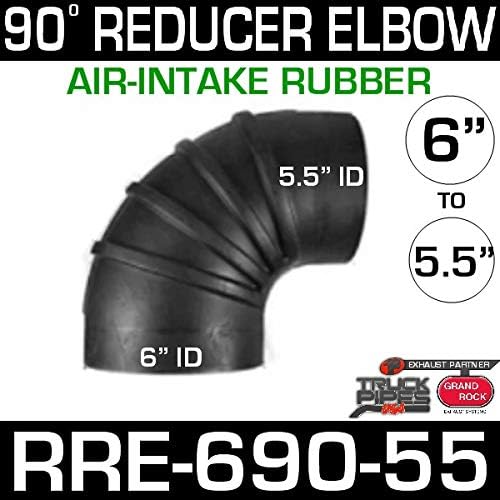 6" ID to 5.5" ID 90 Degree Reducer Air Intake Rubber Elbow RRE-690-55