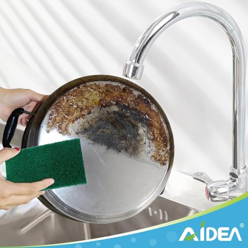 Image of AIDEA Heavy Duty Scouring Pads, Dish Scrubber Pads for Household and Kitchen, Multipurpose Scour Pads for Cleaning, 96 Pack, 5.5in*3.5in