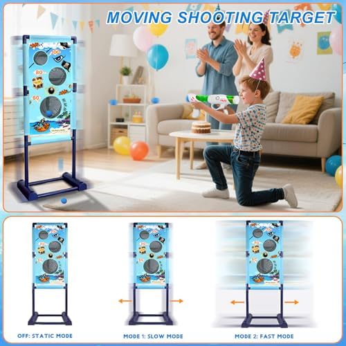 DX DA XIN Movable Target Set, Target Shooting, Toy Guns for Children with 2 x Popper Gun, Dual Battle Pistol and 18 Foam Balls, Toy for Boys, Role Play