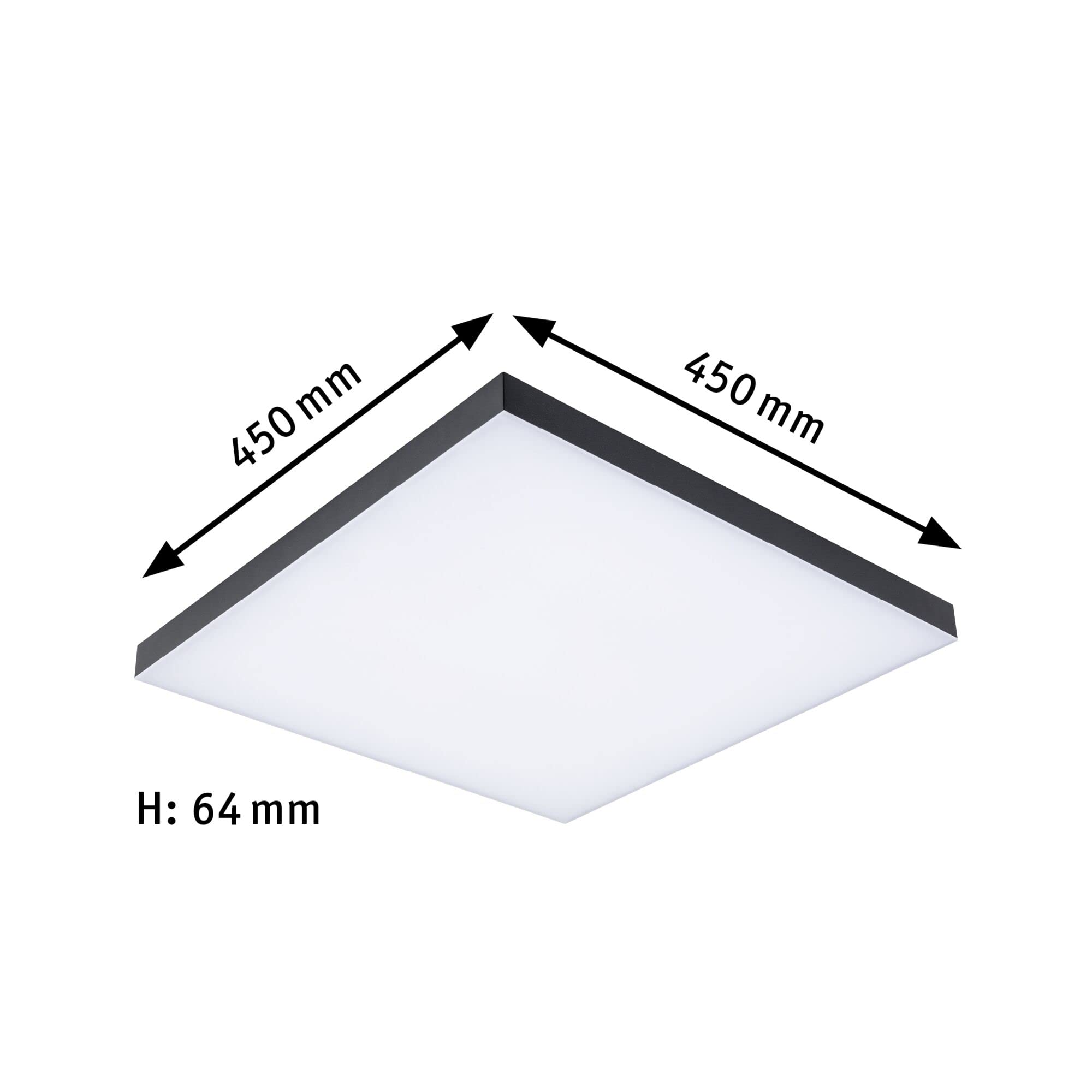 Paulmann 79908 LED Panel Velora Rainbow eckig incl. 1x19 W dimmbar dynamicRGBW Farbsteuerung Schwarz Metall Deckenleuchte 3000 K