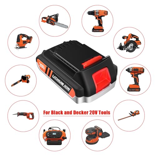 Image of LBXR20 Battery Replacement for Black and Decker 20V Lithium Battery | 2Packs, 3.0Ah, Compatible for Black+Decker 20V Cordless Tools, Replacement for LB2X4020, LB2XR20, LBXR2520, etc. Long Runtime