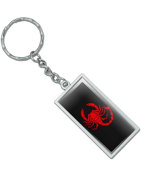 GRAPHICS & MORE Red Tribal Scorpion Rectangle Keychain in Chrome Plated Metal