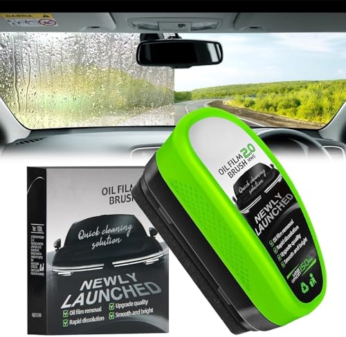 Car Glass Cleaner, 150ML Automotive Oil Film Cleaning Brush, Glass Cleaning Board, Powerful Car Window Cleaner, Windshield Cleaner & Oil Film Remover or Auto and Home, Easily Restore Glass Clarity